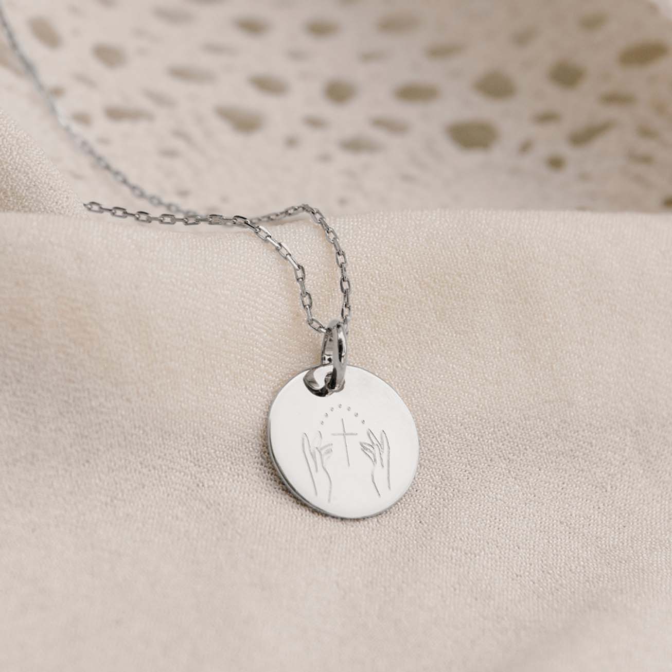 925 sterling silver star-shaped hands baptism meda