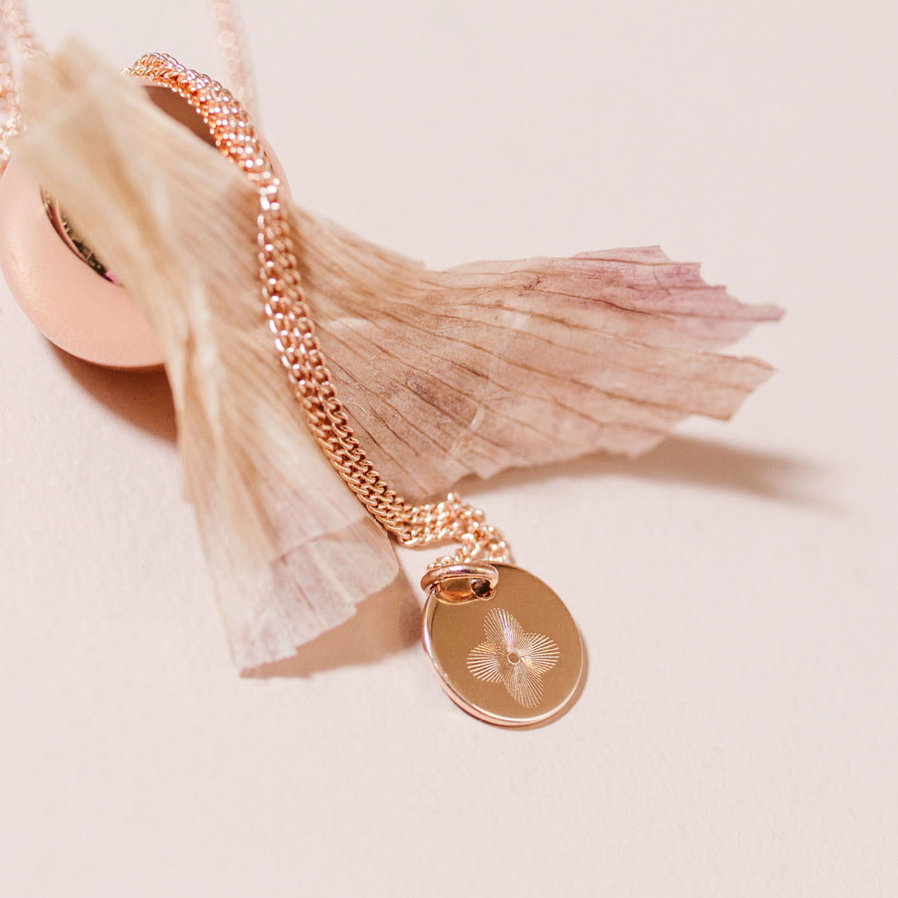 Rose gold Roman cross hamony necklace