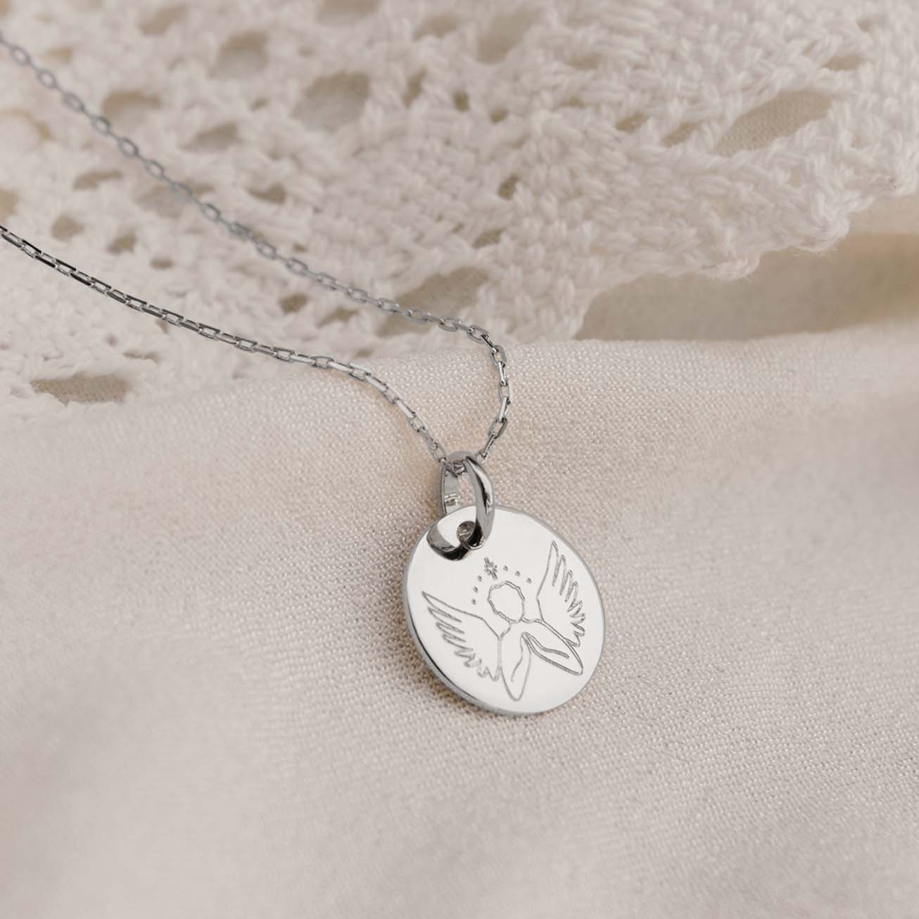 Silver christening medal Benevolent Angel