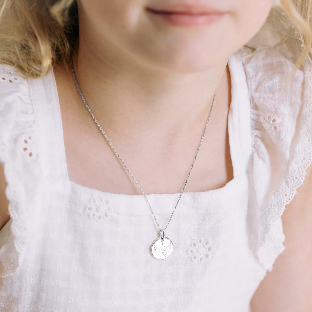 Silver christening medal Benevolent Angel