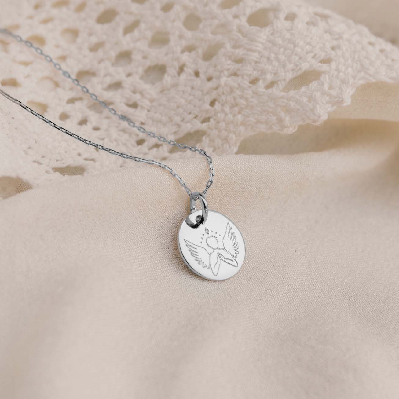 Silver christening medal Benevolent Angel