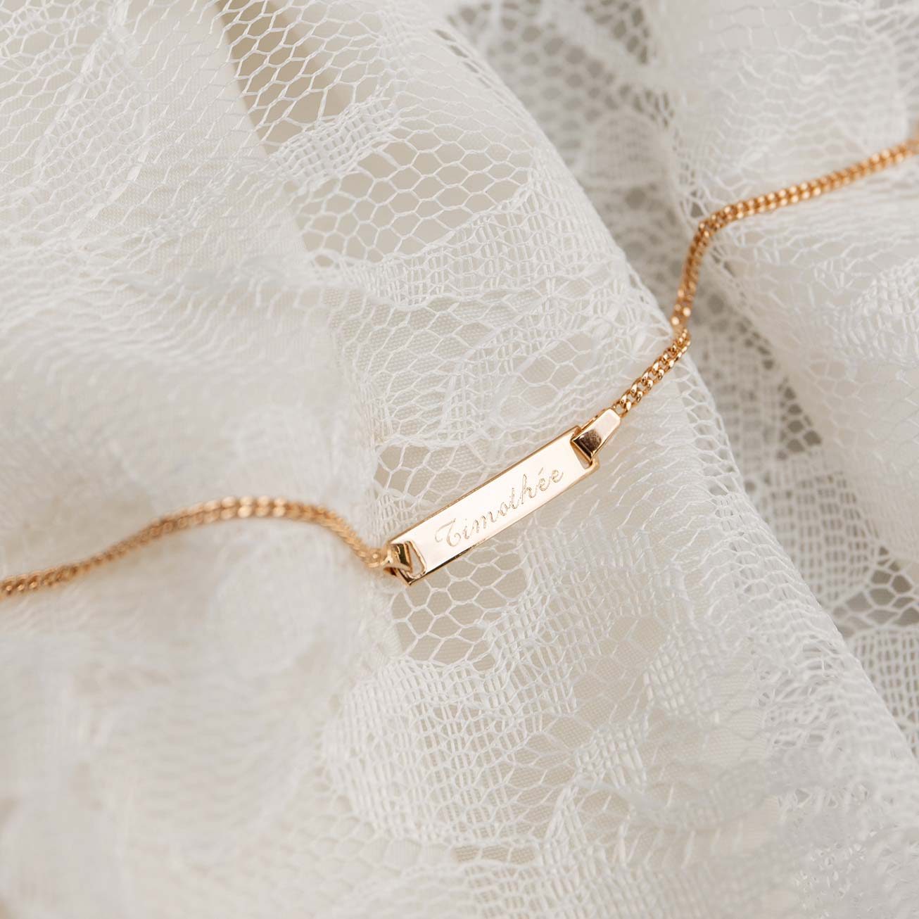 Personalised 18-carat gold-plated christening brac