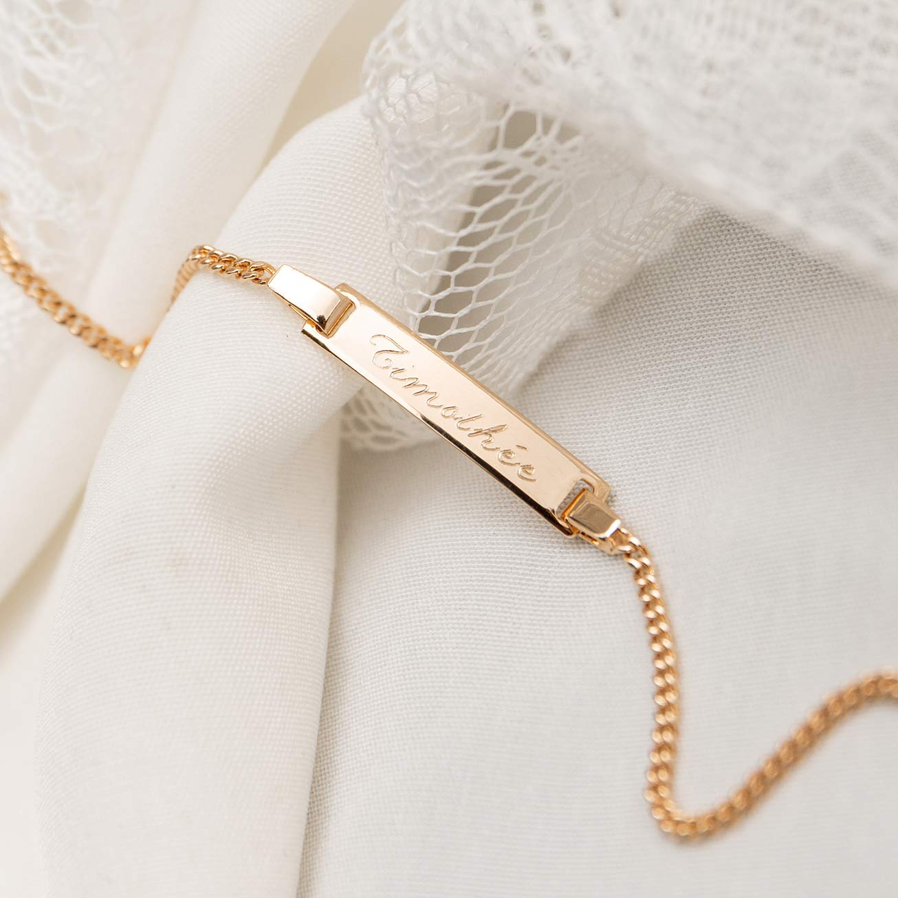 Personalised 18-carat gold-plated christening brac