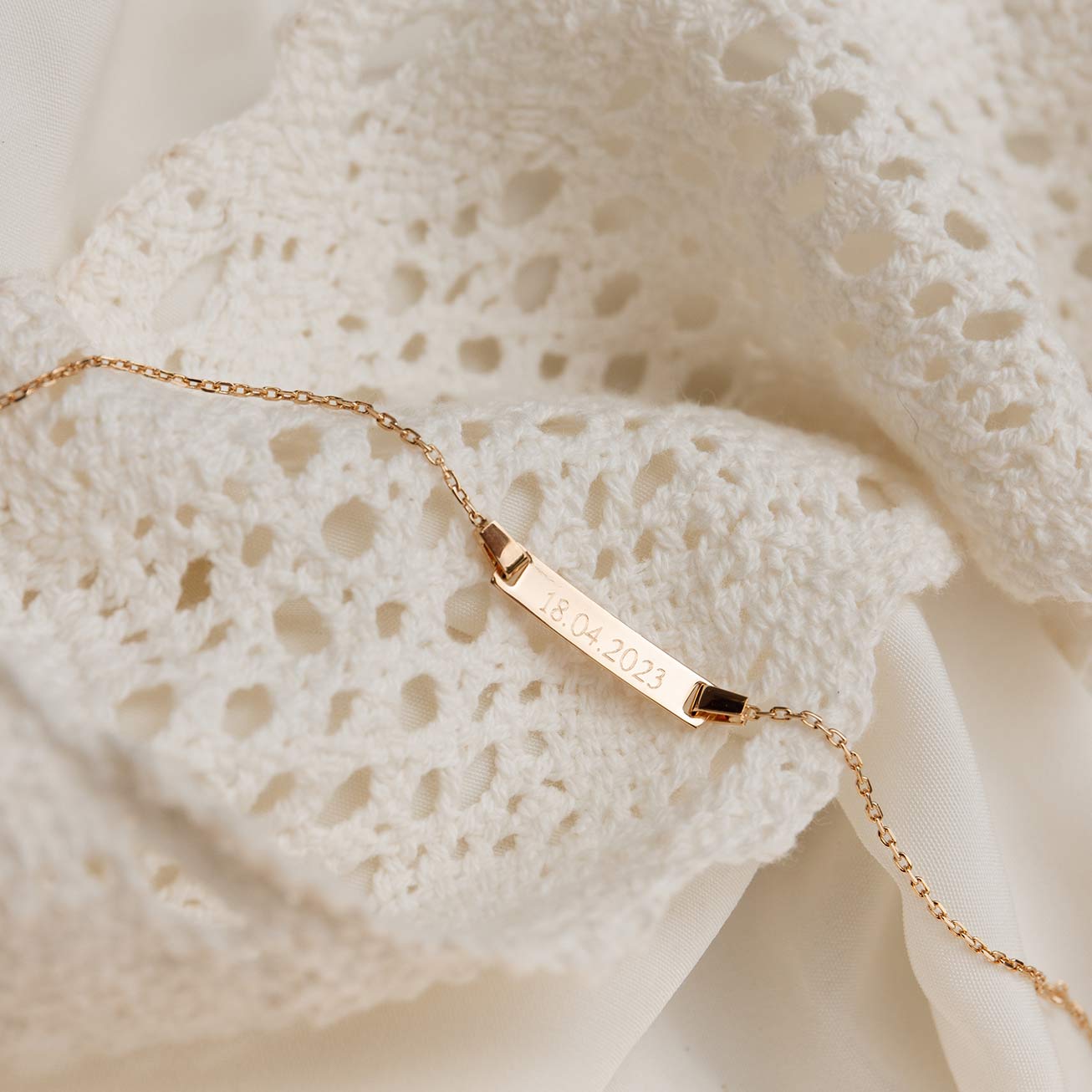 Personalised 18-carat gold-plated christening brac