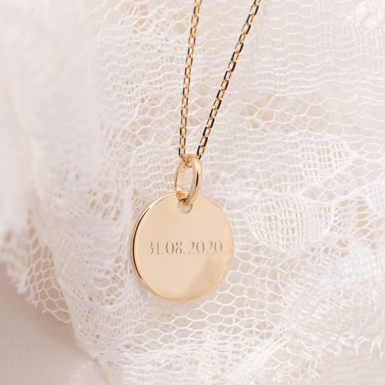 Christening necklace with a bordered frame