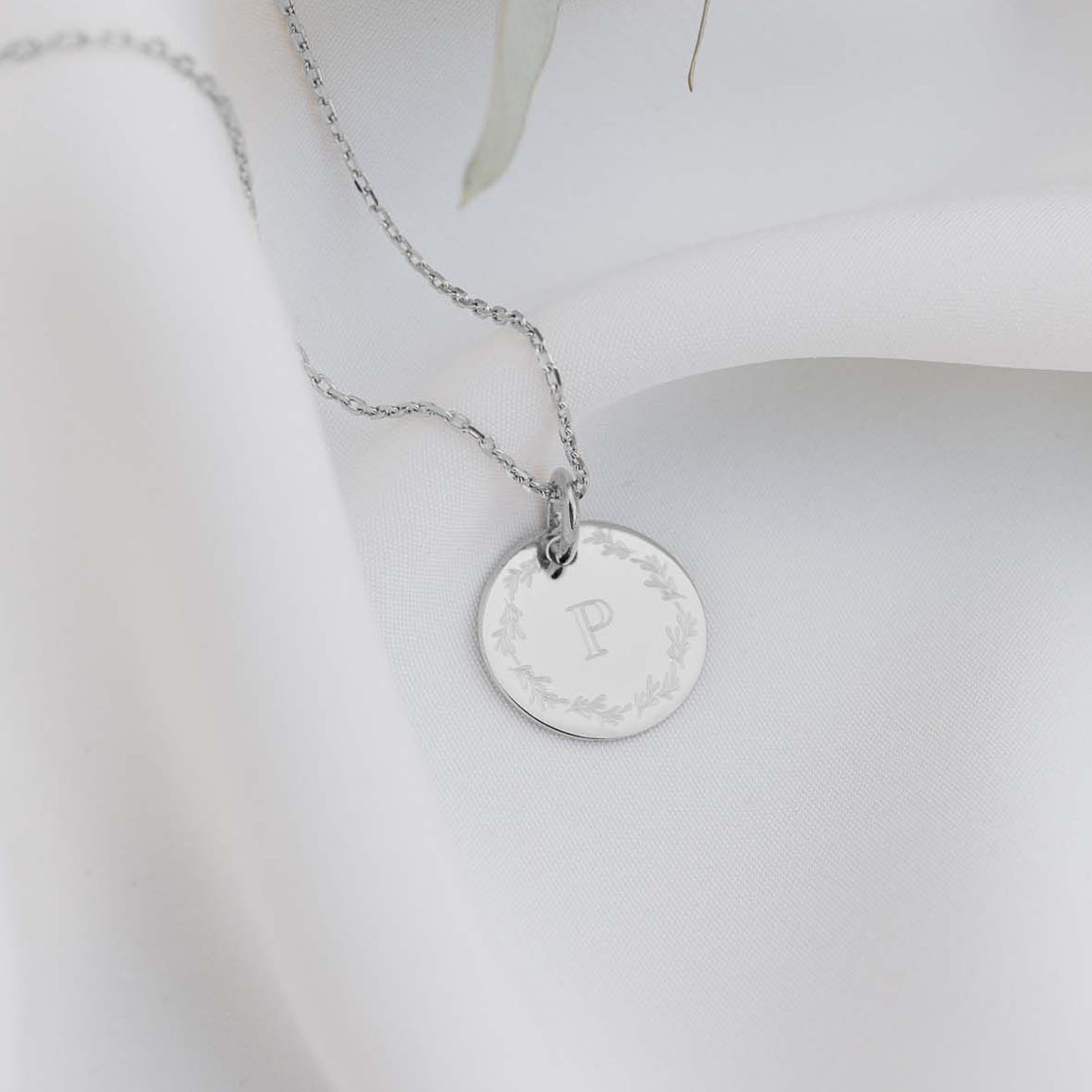 Personalised christening medal with a silver crown