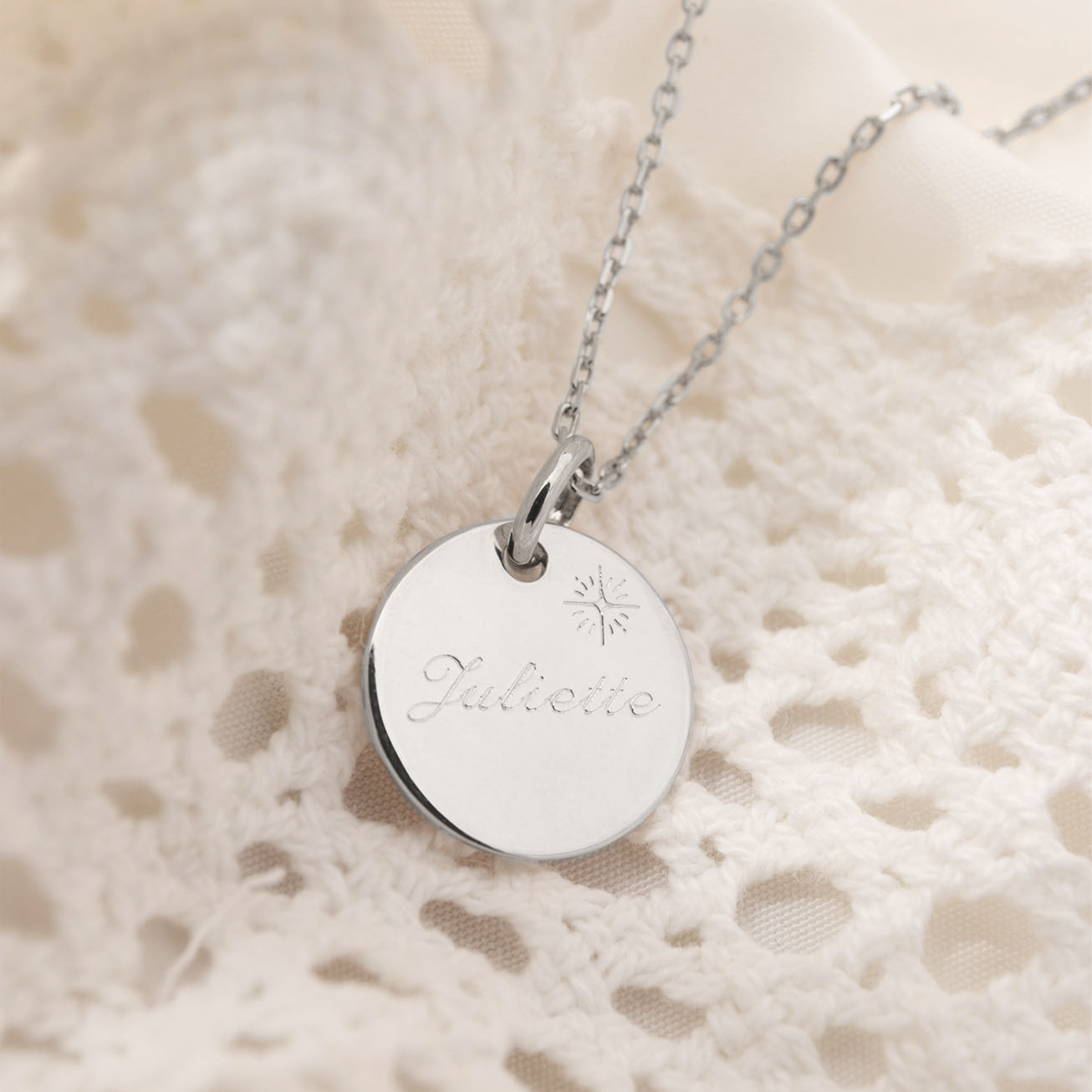 Personalised Sterling Silver Baptism Medal <i>My S