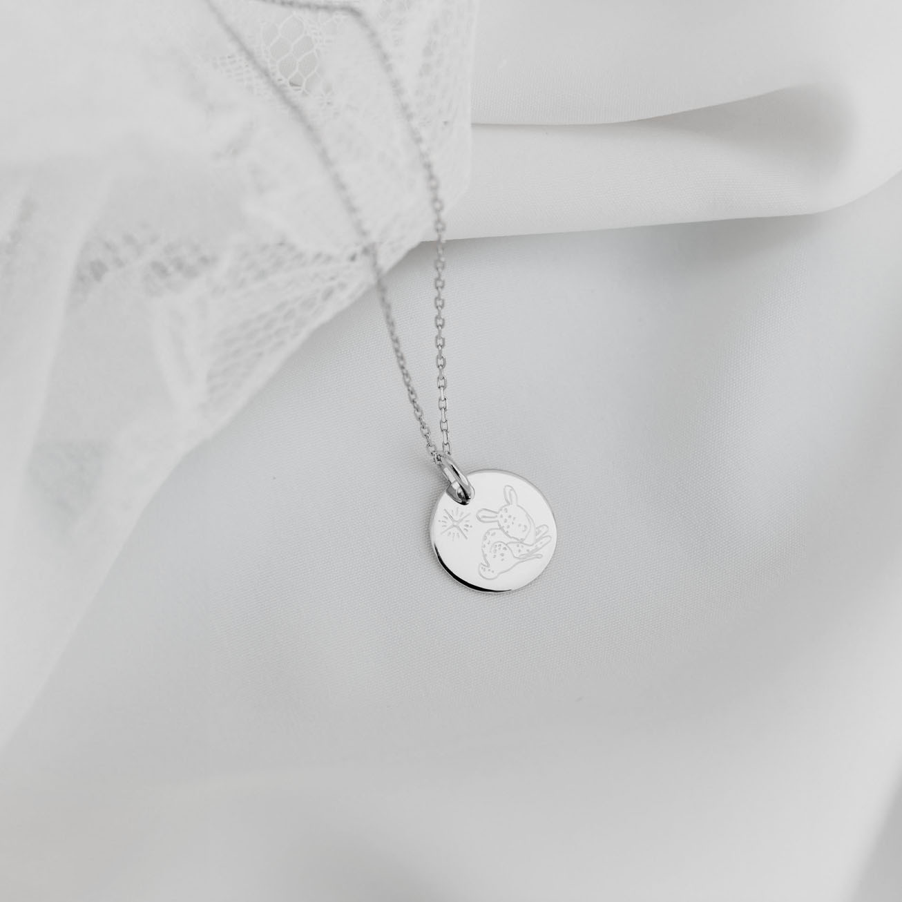 Silver Fawn Animal Baptism Medal