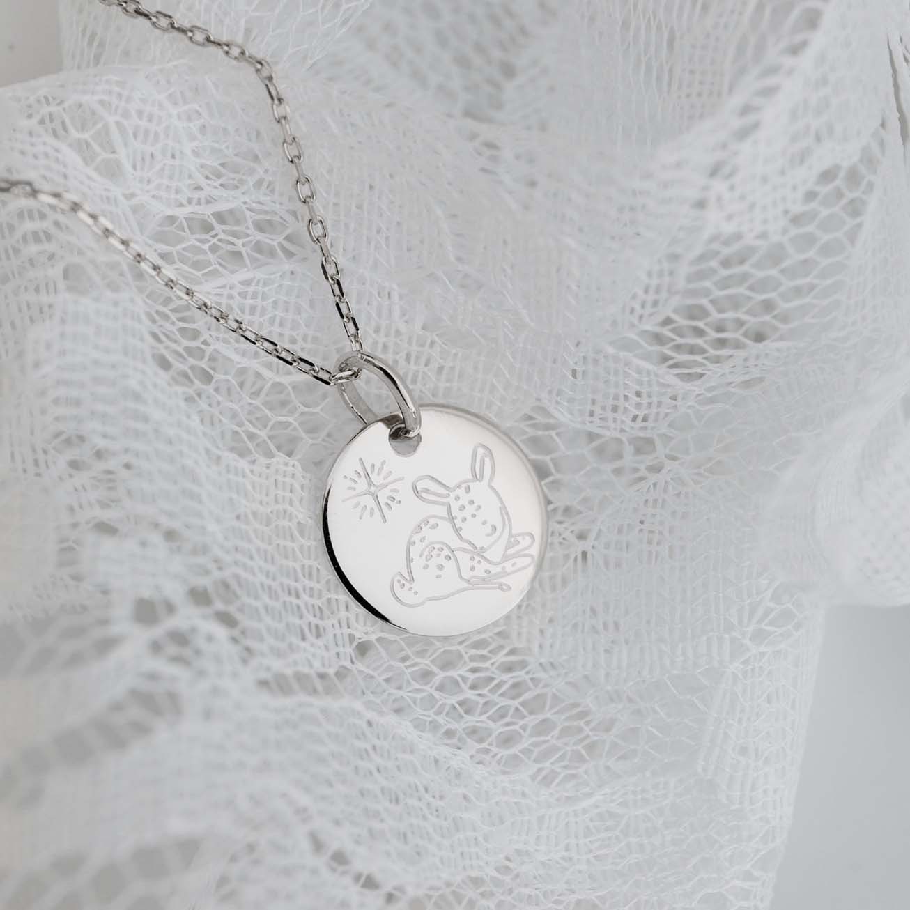 Silver Fawn Animal Baptism Medal