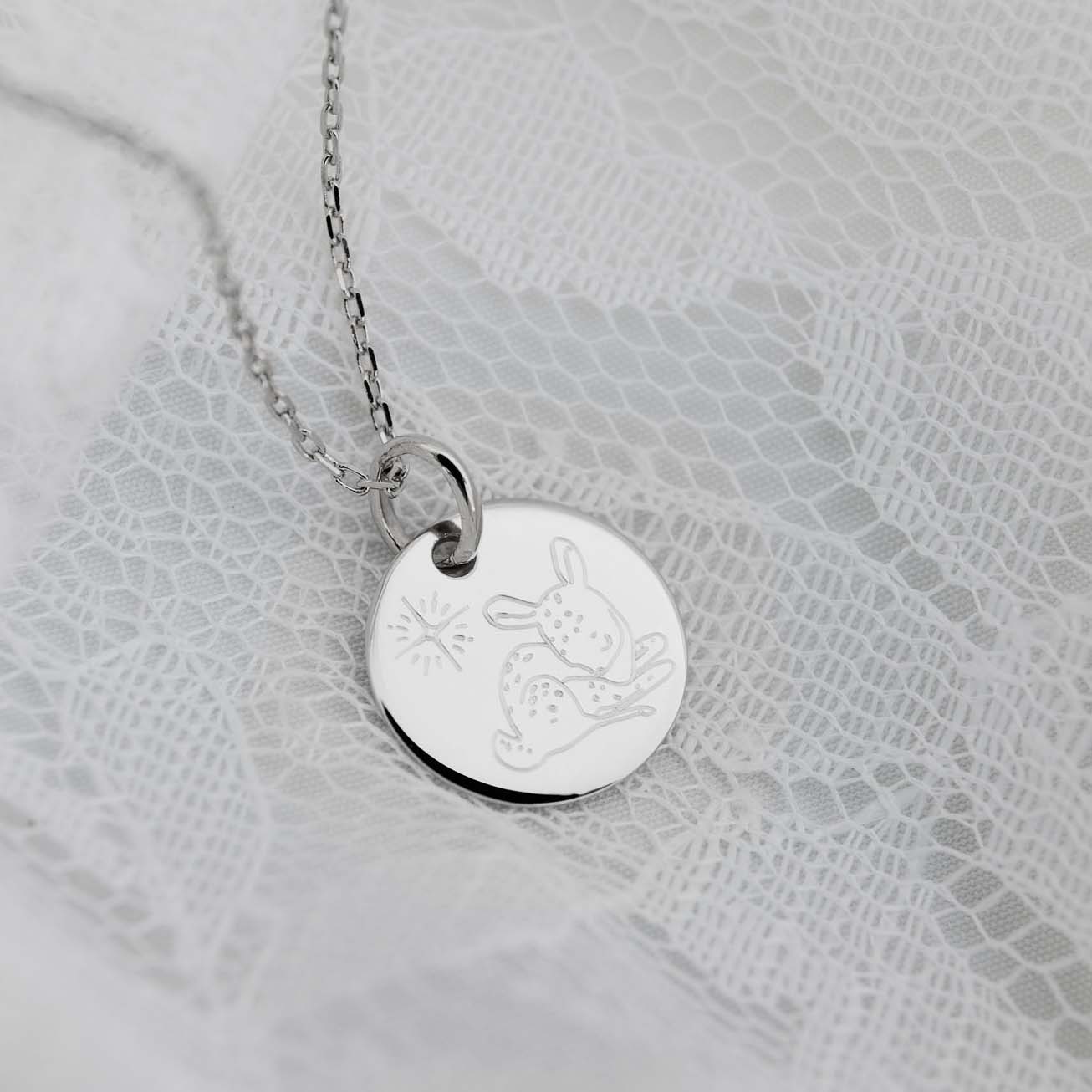 Silver Fawn Animal Baptism Medal