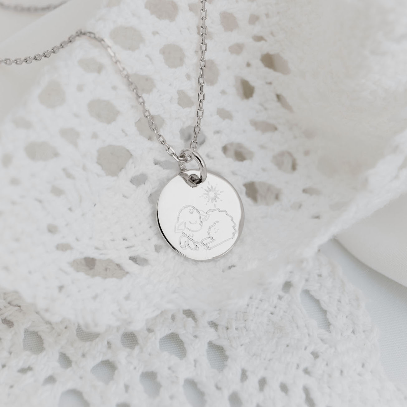 Silver Lamb Baptism Medal