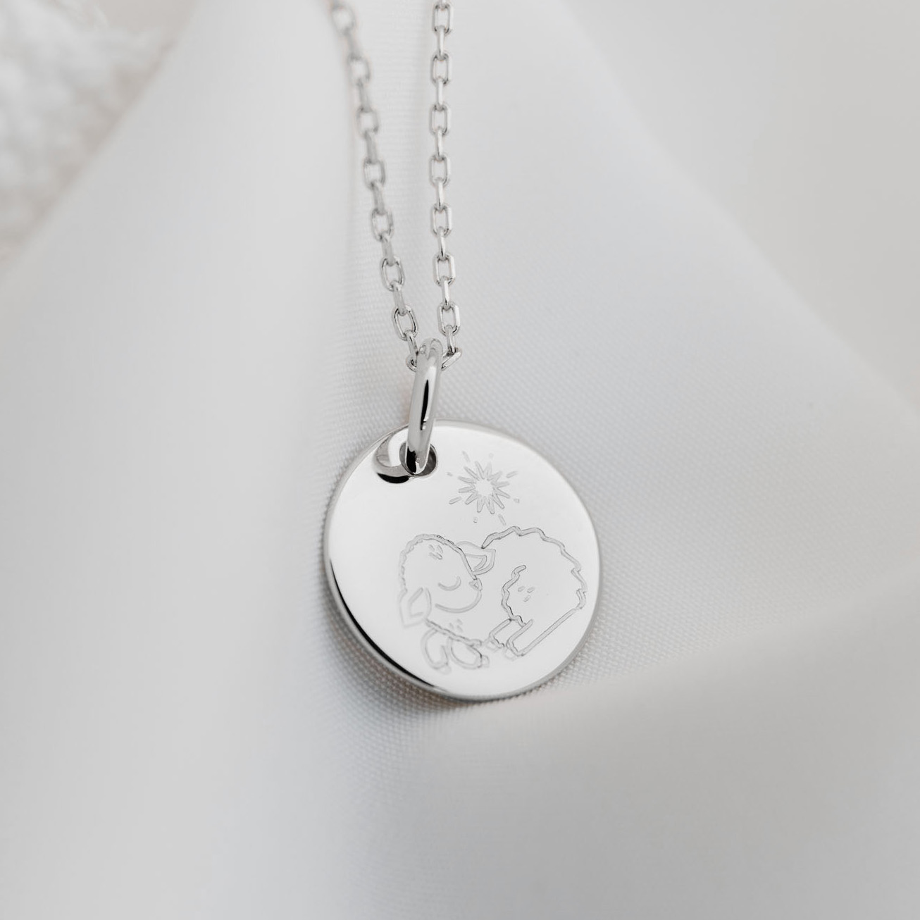 Silver Lamb Baptism Medal