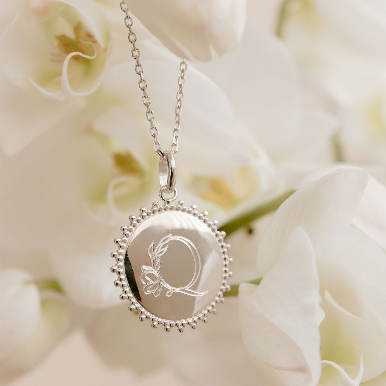 Personalised Sterling Silver Floral Sun Necklace