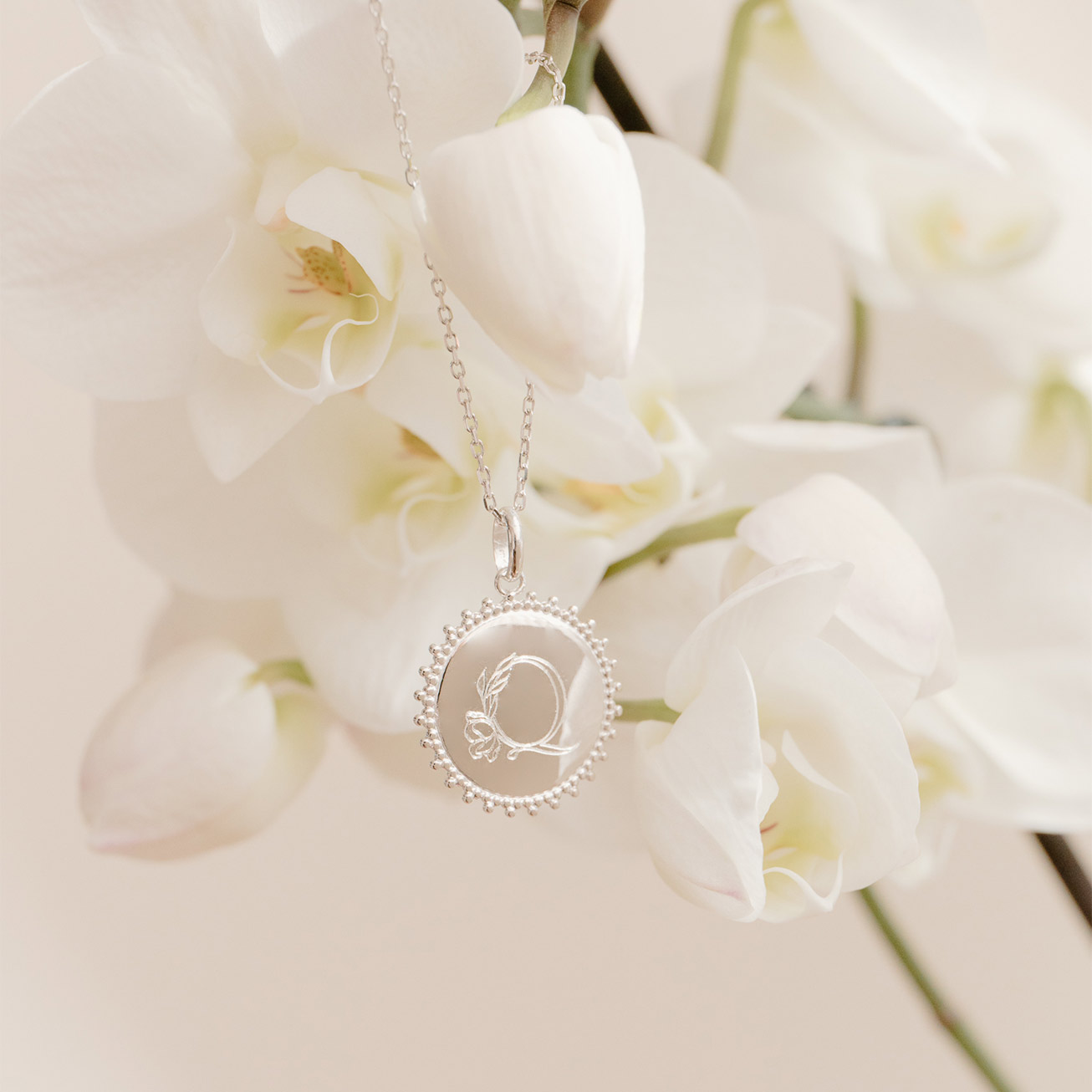 Personalised Sterling Silver Floral Sun Necklace