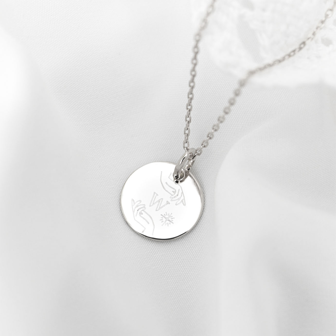 925 Silver Initial Baptism Medal with Hands