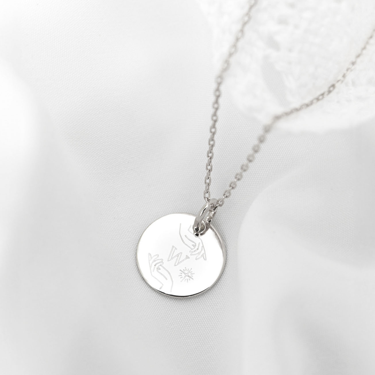 925 Silver Initial Baptism Medal with Hands