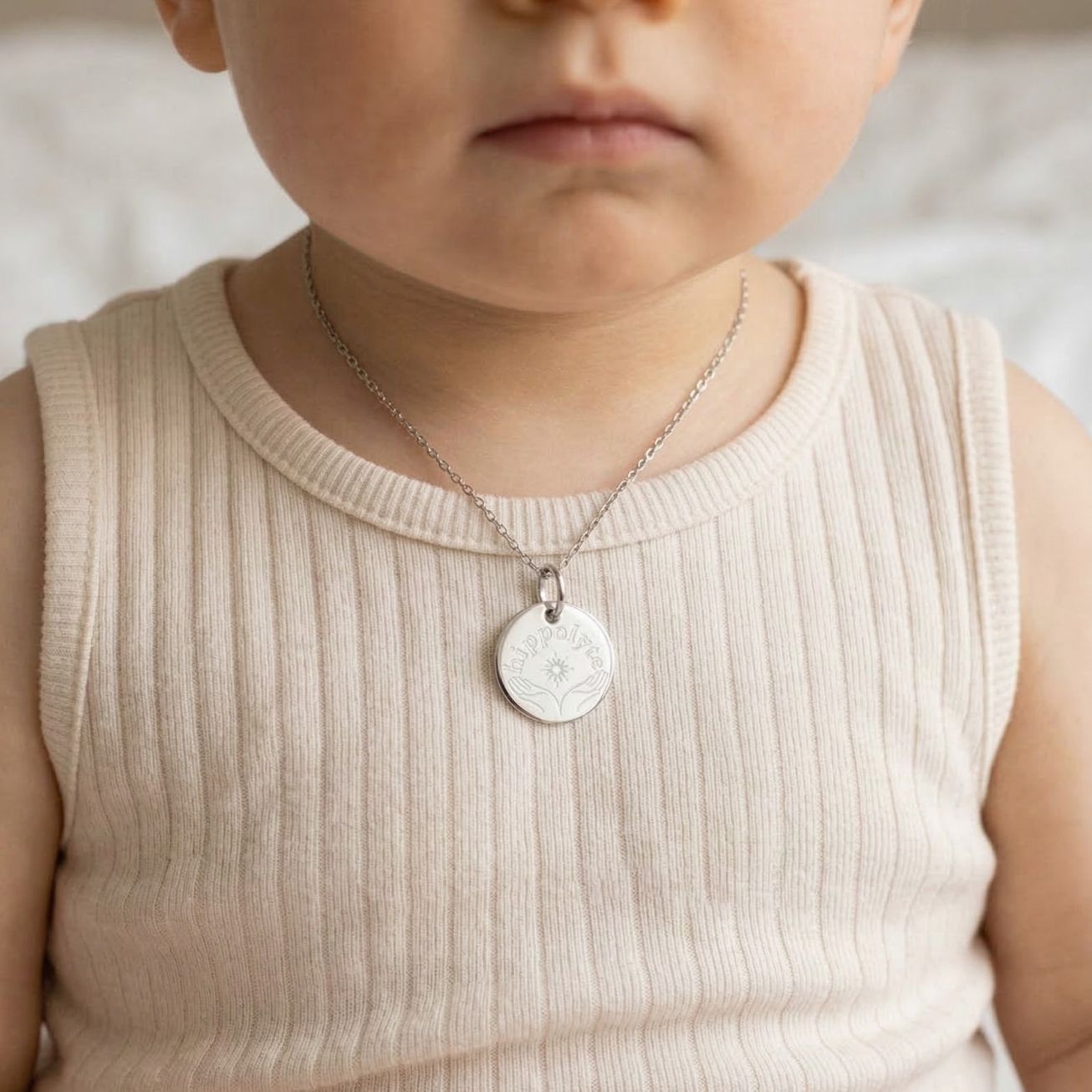 Personalised Sterling Silver Baptism Medal with Na