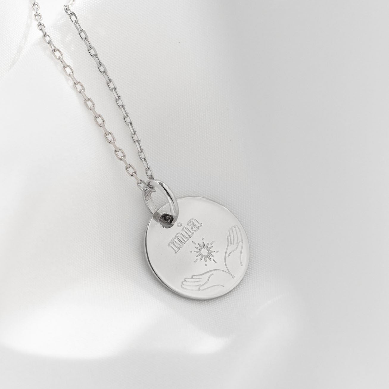 Personalised Sterling Silver Baptism Medal with Na