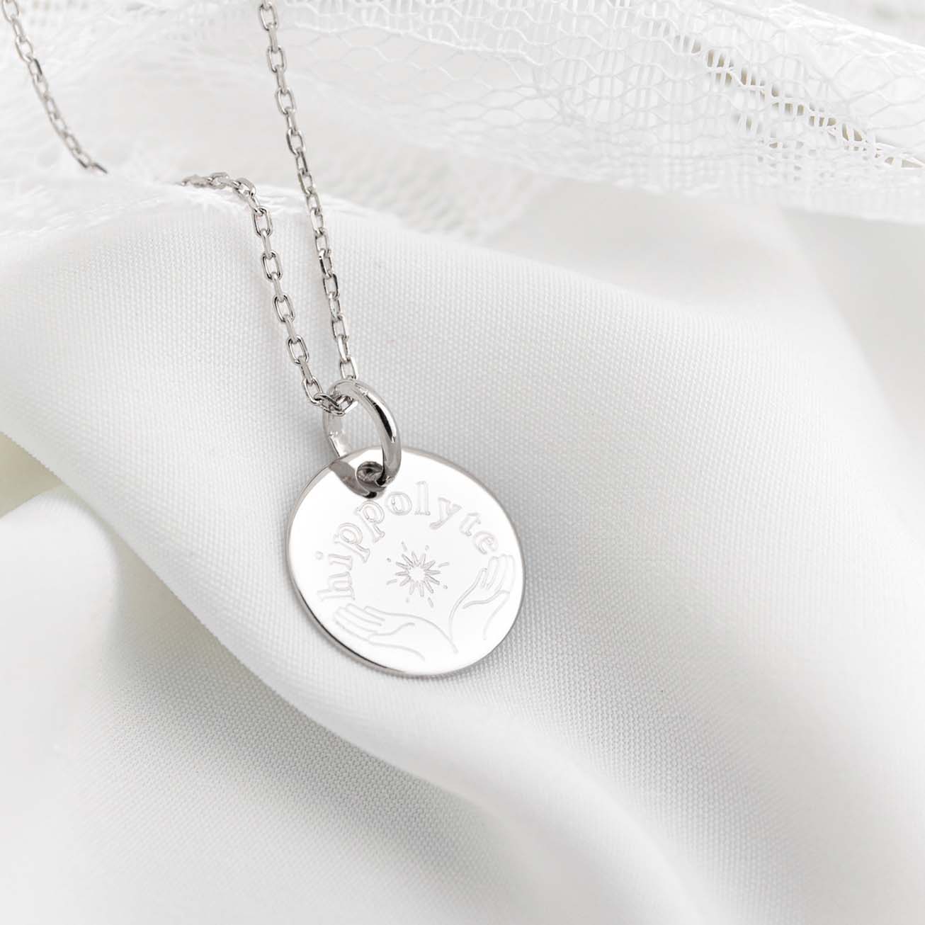 Personalised Sterling Silver Baptism Medal with Na