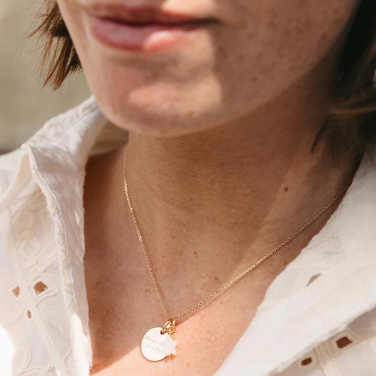 Personalized Mother-of-Pearl Star Christening Neck